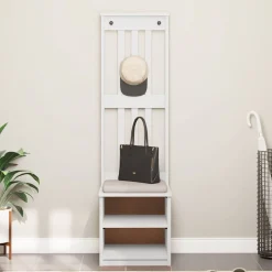 vidaXL Perchero de entrada SANDNES madera pino 45x40x159,5 cm Blanco Discount