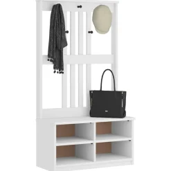 vidaXL Perchero de entrada SANDNES madera pino 87x40x159,5 cm Blanco Hot