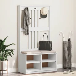 vidaXL Perchero de entrada SANDNES madera pino 87x40x159,5 cm Blanco Hot