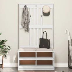 vidaXL Perchero de entrada SANDNES madera pino 87x40x159,5 cm Blanco Hot