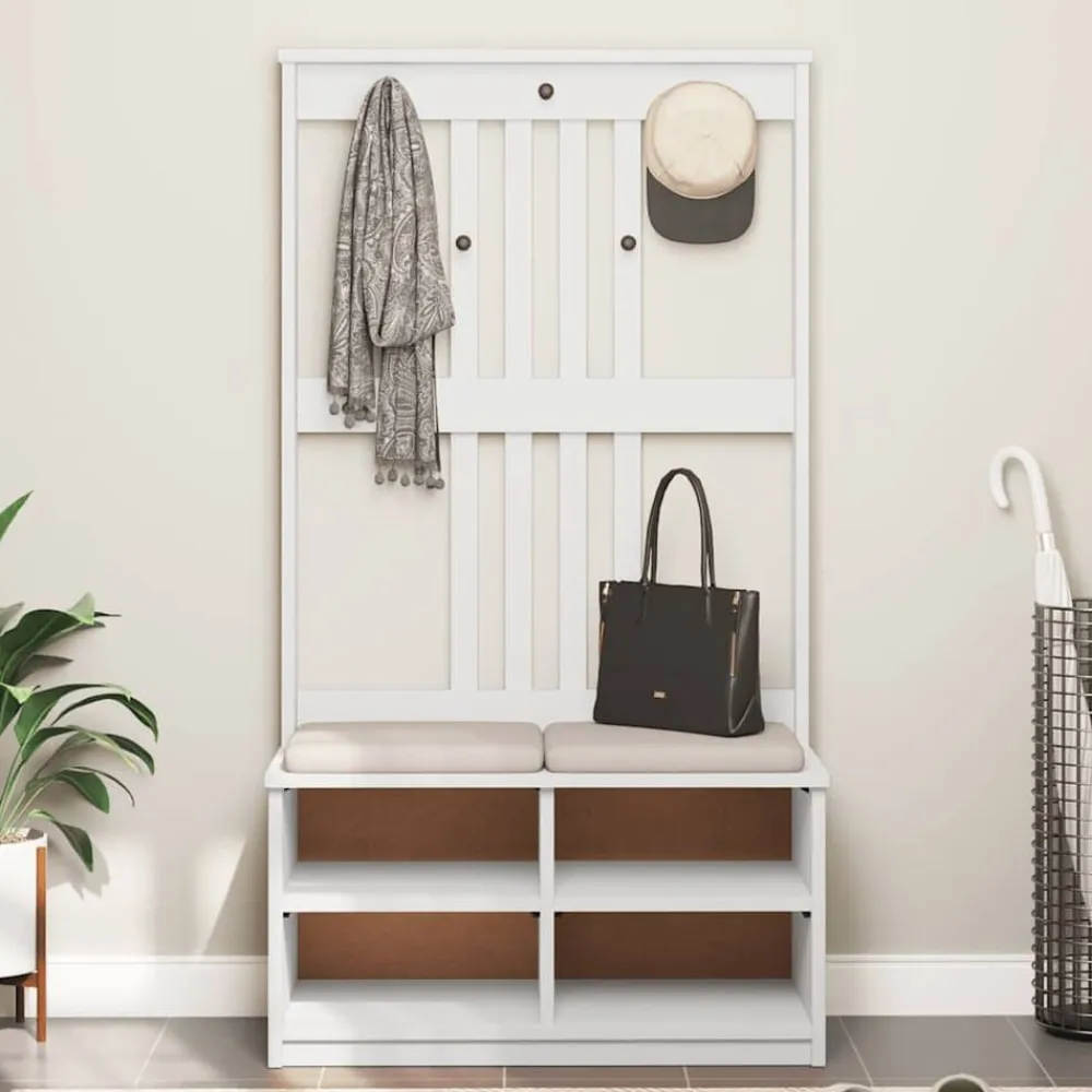 vidaXL Perchero de entrada SANDNES madera pino 87x40x159,5 cm Blanco Hot