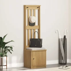 vidaXL Perchero de entrada SANDNES 45x40x159,5cm madera maciza de pino Acabado de nogal Outlet