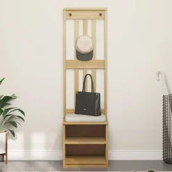 vidaXL Perchero de entrada SANDNES 45x40x159,5cm madera maciza de pino Acabado de nogal Sale