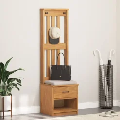 vidaXL Bancos-Perchero de entrada SANDNES 45x40x159,5cm madera maciza de pino