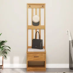vidaXL Bancos-Perchero de entrada SANDNES 45x40x159,5cm madera maciza de pino