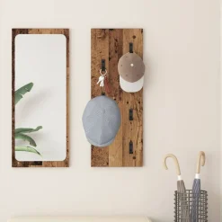 vidaXL Estanterías-Perchero de pared Madera vieja 30 x 1,5 x 80 cm