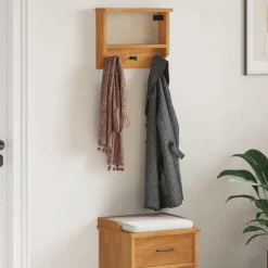 vidaXL Decoración-Perchero de pared SANDNES 45x12x35 cm madera maciza de pino