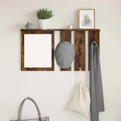 vidaXL Perchero de pared con estante 85 x 10 x 45 cm Roble ahumado Hot