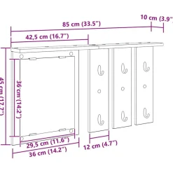vidaXL Perchero de pared con estante 85 x 10 x 45 cm Roble ahumado Hot