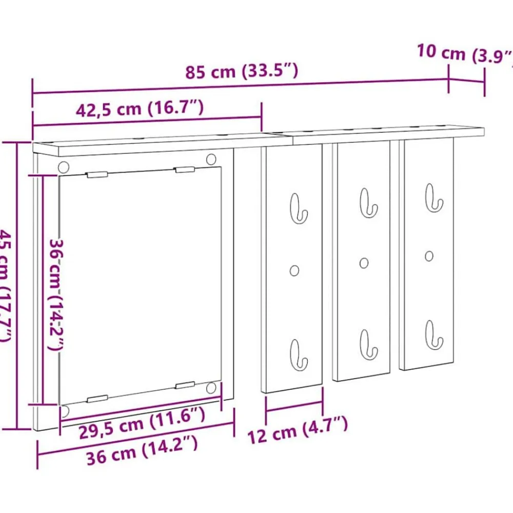 vidaXL Perchero de pared con estante 85 x 10 x 45 cm Roble ahumado Hot