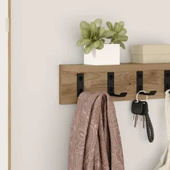 vidaXL Estanterías-Perchero de pared Roble artesanal 40 x 10,5 x 10,5 cm