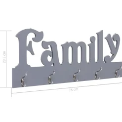 vidaXL Perchero de pared FAMILY gris 74x29,5 cm Gris (family) Discount