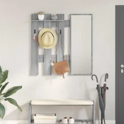 vidaXL Perchero de pared con espejo 100 x 10 x 100 cm Gris sonoma Clearance