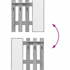 vidaXL Perchero de pared con espejo 100 x 10 x 100 cm Gris sonoma Clearance