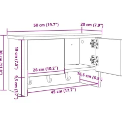 vidaXL Perchero de pared 50 x 20 x 30 cm Madera de ingeniería White Best