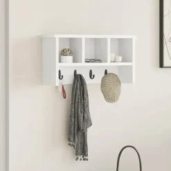 vidaXL Perchero de pared 50 x 16 x 26 cm Madera de ingeniería White Sale