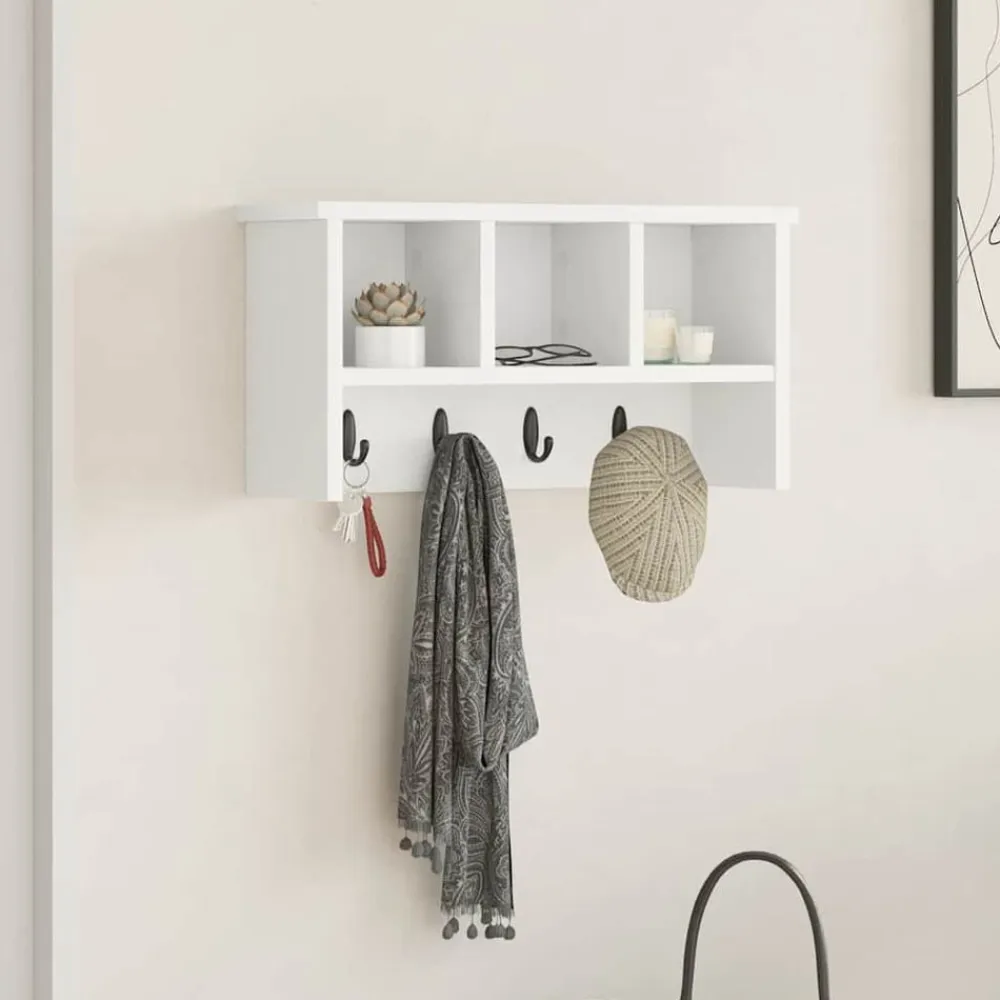 vidaXL Perchero de pared 50 x 16 x 26 cm Madera de ingeniería White Sale