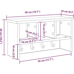 vidaXL Perchero de pared 50 x 16 x 26 cm Madera de ingeniería White Sale