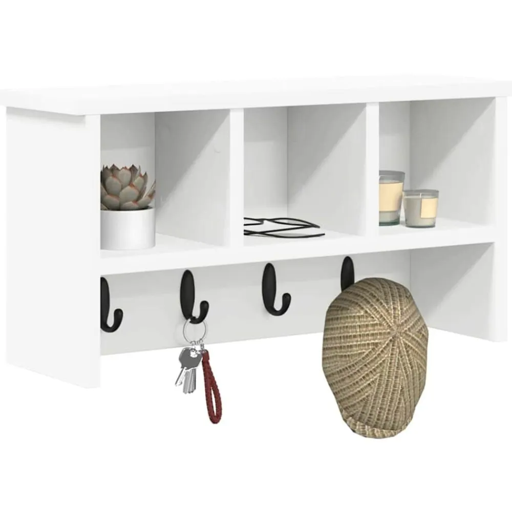 vidaXL Perchero de pared 50 x 16 x 26 cm Madera de ingeniería White Sale
