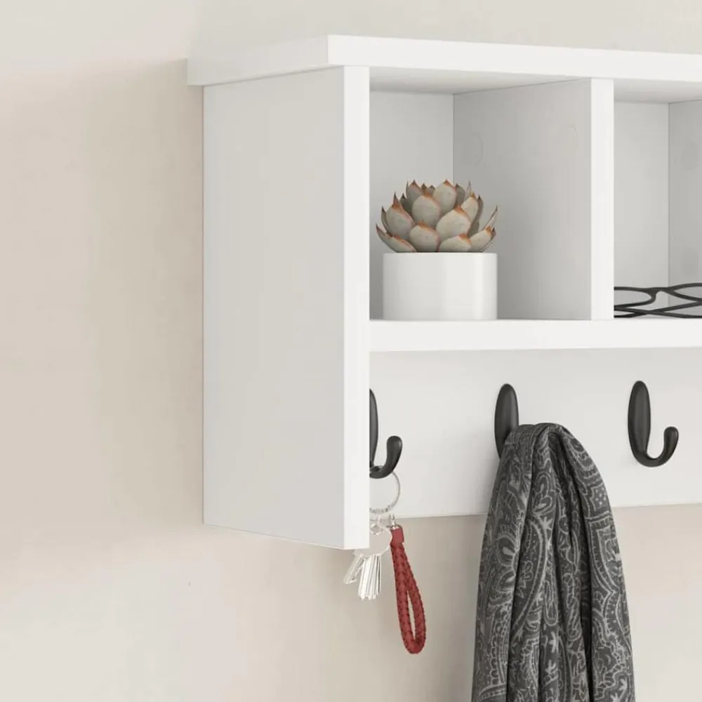 vidaXL Perchero de pared 50 x 16 x 26 cm Madera de ingeniería White Sale