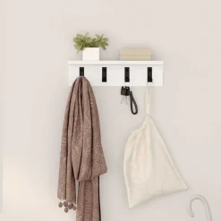 vidaXL Perchero de pared 40 x 10,5 x 10,5 cm Madera de ingeniería White Discount