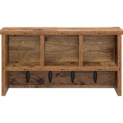 vidaXL Perchero de pared con estante Madera vieja 50 x 16 x 26 cm Madera envejecida Sale
