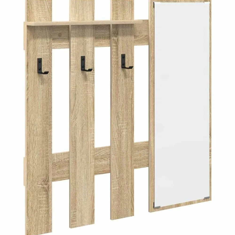vidaXL Perchero de pared con espejo 100 x 10 x 100 cm Roble Sonoma Discount