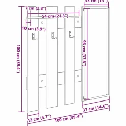 vidaXL Perchero de pared con espejo 100 x 10 x 100 cm Roble Sonoma Discount