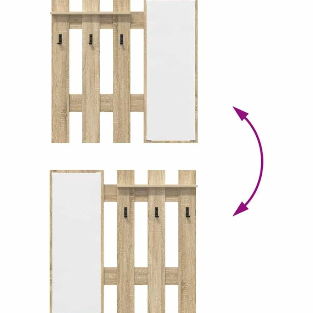vidaXL Perchero de pared con espejo 100 x 10 x 100 cm Roble Sonoma Discount