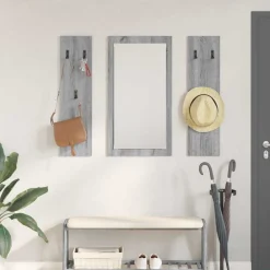 vidaXL Estanterías-Perchero de pared con espejo 96 x 1,5 x 90 cm