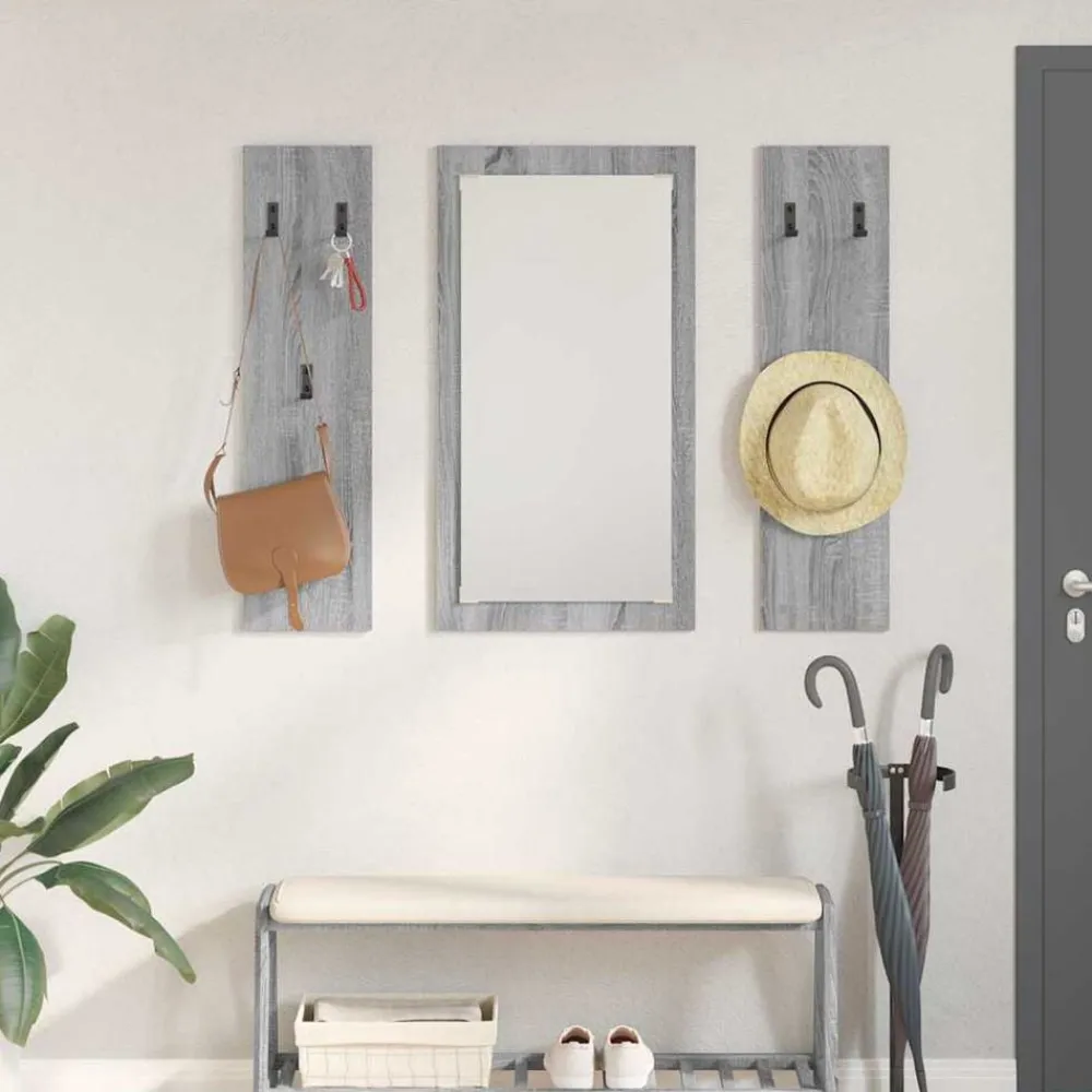 vidaXL Estanterías-Perchero de pared con espejo 96 x 1,5 x 90 cm