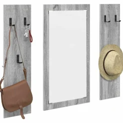 vidaXL Estanterías-Perchero de pared con espejo 96 x 1,5 x 90 cm