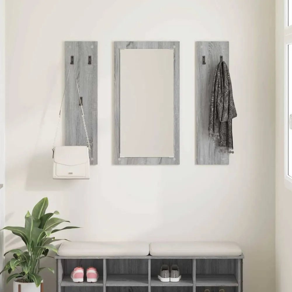 vidaXL Estanterías-Perchero de pared con espejo 96 x 1,5 x 90 cm