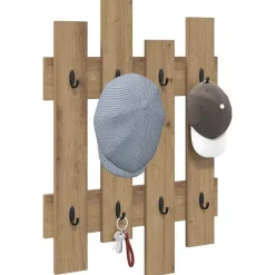 vidaXL Estanterías-Perchero de pared Roble artesanal 60 x 3 x 82 cm