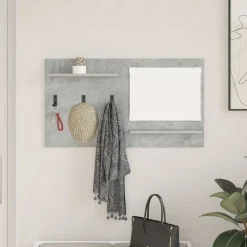 vidaXL Estanterías-Perchero de pared con estante Gris Concreto 90 x 10 x 50 cm