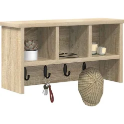 vidaXL Perchero de pared con estante 50 x 16 x 26 cm Roble Sonoma New