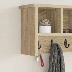 vidaXL Perchero de pared con estante 50 x 16 x 26 cm Roble Sonoma New