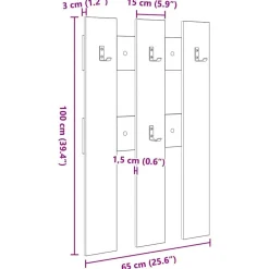 vidaXL Perchero de pared 65 x 3 x 100 cm Madera de ingeniería White Hot