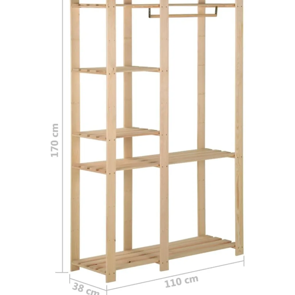 vidaXL Productos Del Hogar-Perchero de ropa de madera maciza de pino 110x38x170 cm