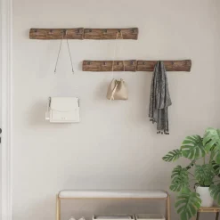 vidaXL Productos Del Hogar-Perchero Marrón 50 x 8 x 12 cm Madera sólida recuperada