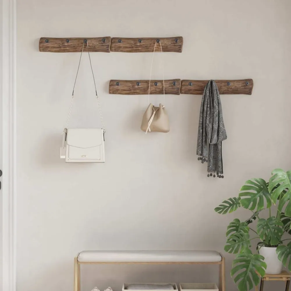 vidaXL Productos Del Hogar-Perchero Marrón 50 x 8 x 12 cm Madera sólida recuperada