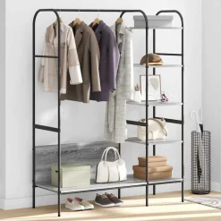 vidaXL Perchero para ropa Gris 120 x 44 x 160 cm Madera de ingeniería Gris sonoma New