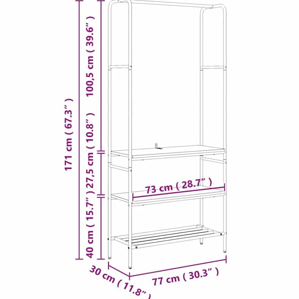 vidaXL Perchero para ropa 77 x 30 x 171 cm Madera envejecida Clearance