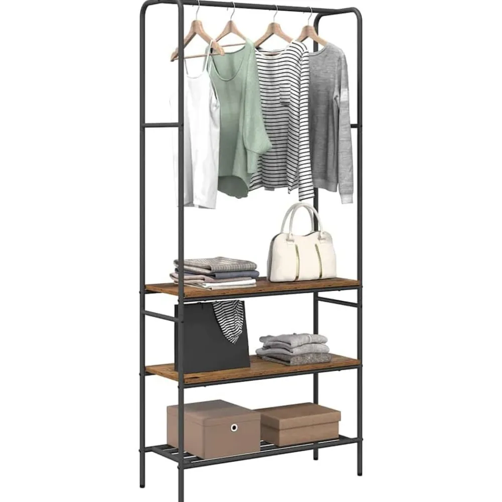 vidaXL Perchero para ropa 77 x 30 x 171 cm Madera envejecida Clearance