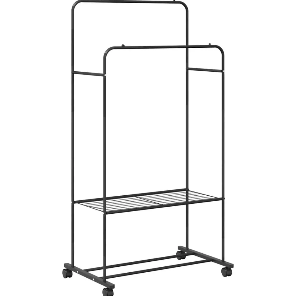 vidaXL Productos Del Hogar-Perchero para ropa con estante con rueda 80 x 53 x 156 cm