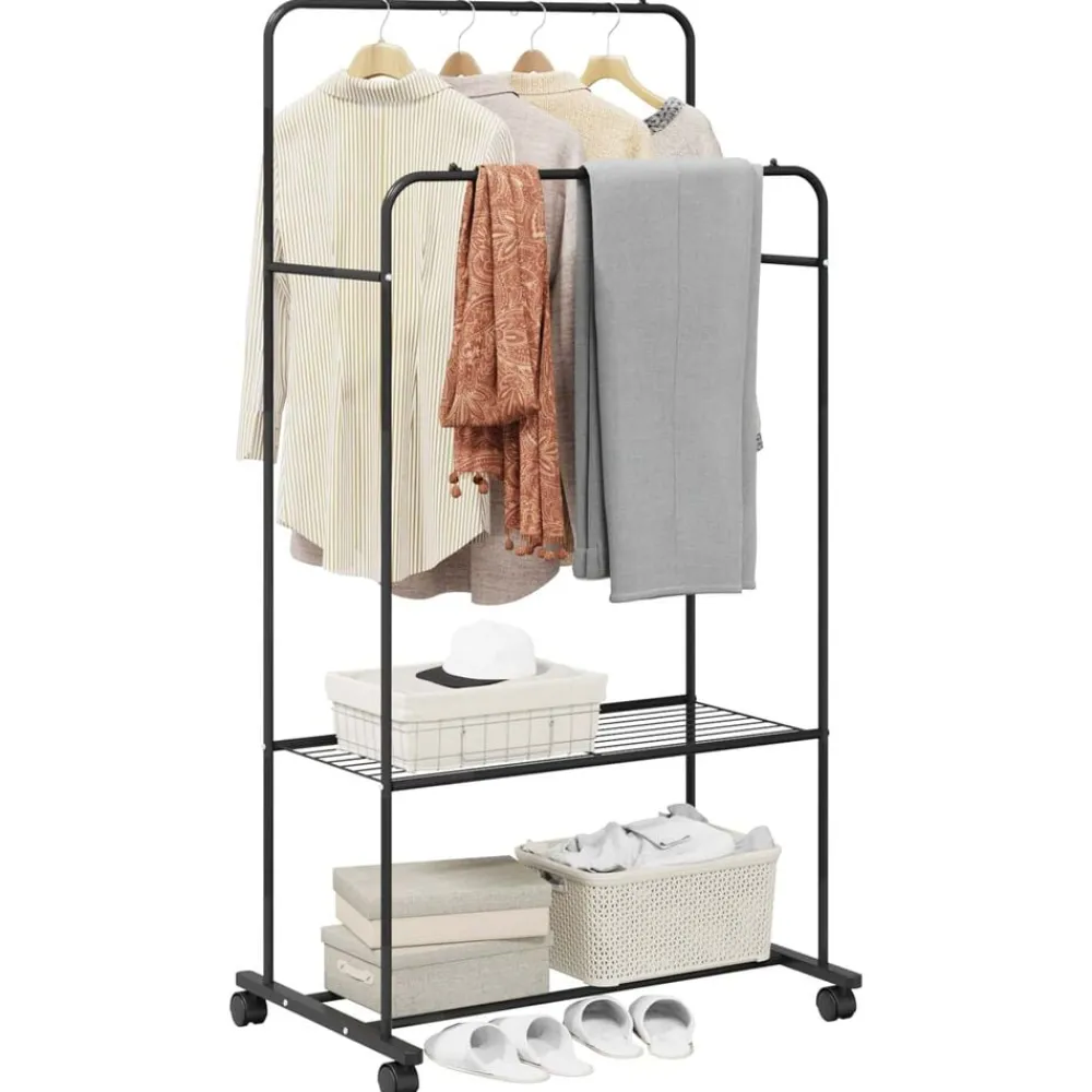 vidaXL Productos Del Hogar-Perchero para ropa con estante con rueda 80 x 53 x 156 cm