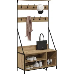vidaXL Perchero para ropa Roble artesanal 100 x 41 x 184 cm Roble artisan Online