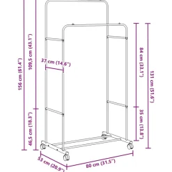 vidaXL Productos Del Hogar-Perchero para ropa Liso 80 x 53 x 156 cm