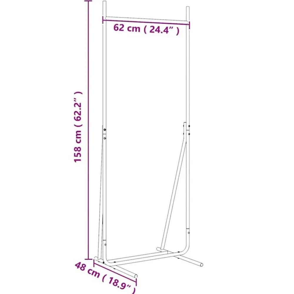vidaXL Perchero para ropa Negro 62 x 48 x 158 cm Acero Clearance