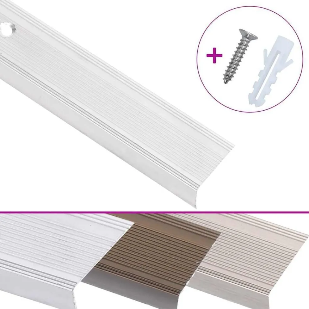 vidaXL Perfiles de peldaños forma de L 15 uds aluminio plata 90 cm Plateado Outlet